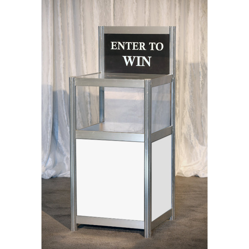 white plexiglass ballot box