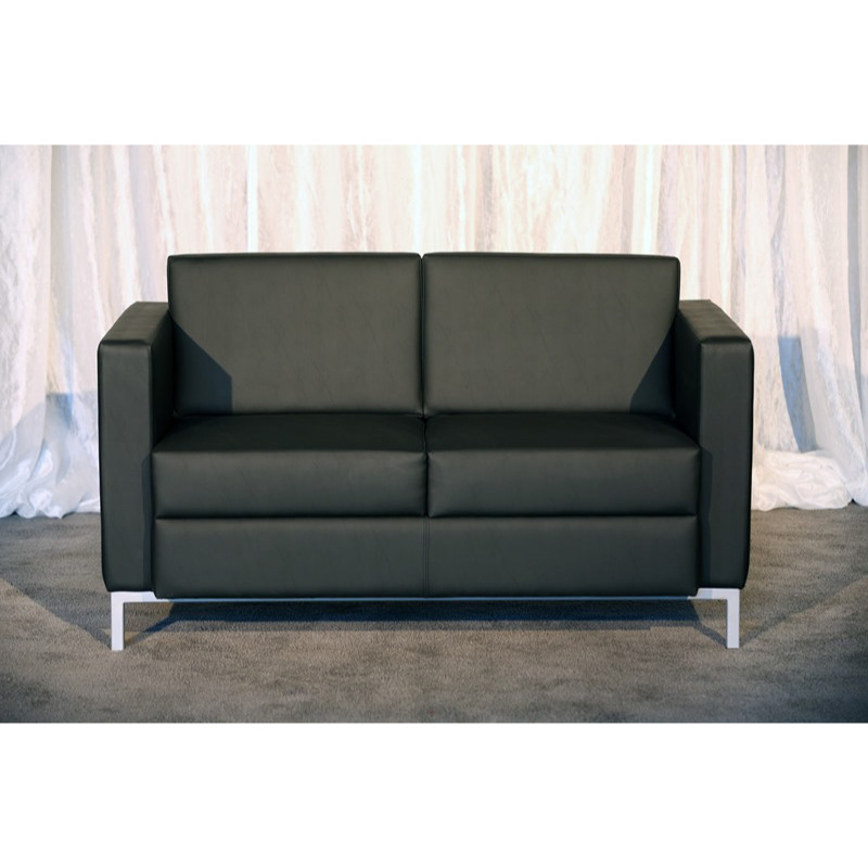 SQUARED BACK LEATHER LOVESEAT