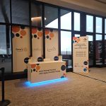 Branded reception desk and signage installed for the Arch Klumph Society and Legacy Society Lounge at the Rotary International Convention.
